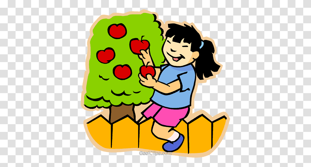 Girl Picking Apples Royalty Free Vector Clip Art Illustration, Female, Teen, Video Gaming, Washing Transparent Png