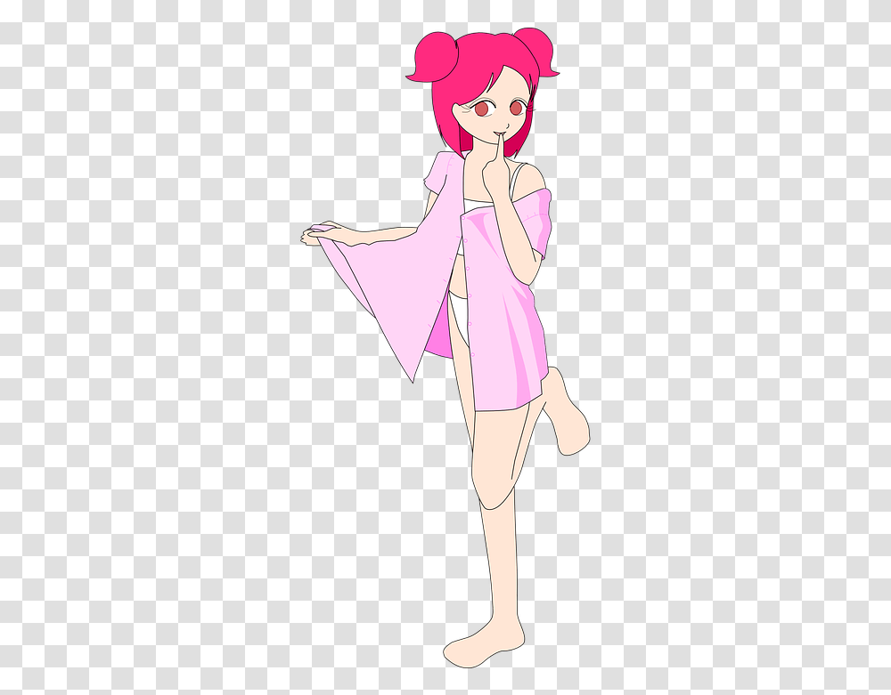 Girl Pink Hair Girls Without Clothes In Cartoons, Clothing, Apparel, Cape, Person Transparent Png