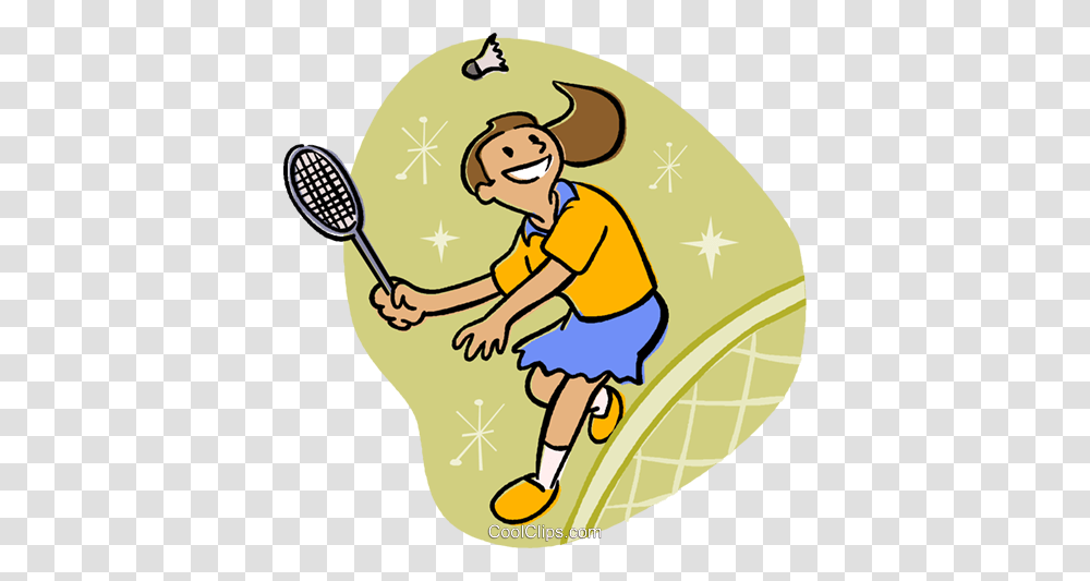 Girl Playing Badminton Royalty Free Vector Clip Art Illustration, Photography, Outdoors, Sport, Tennis Racket Transparent Png