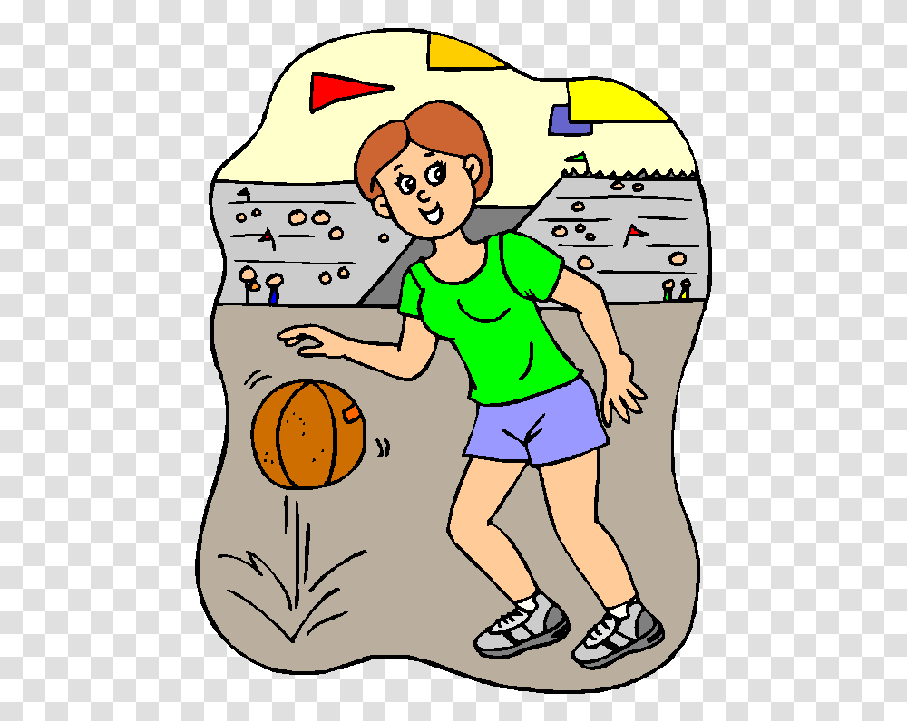 Girl Playing Basketball Cartoon, Person, Sport, Shoe Transparent Png