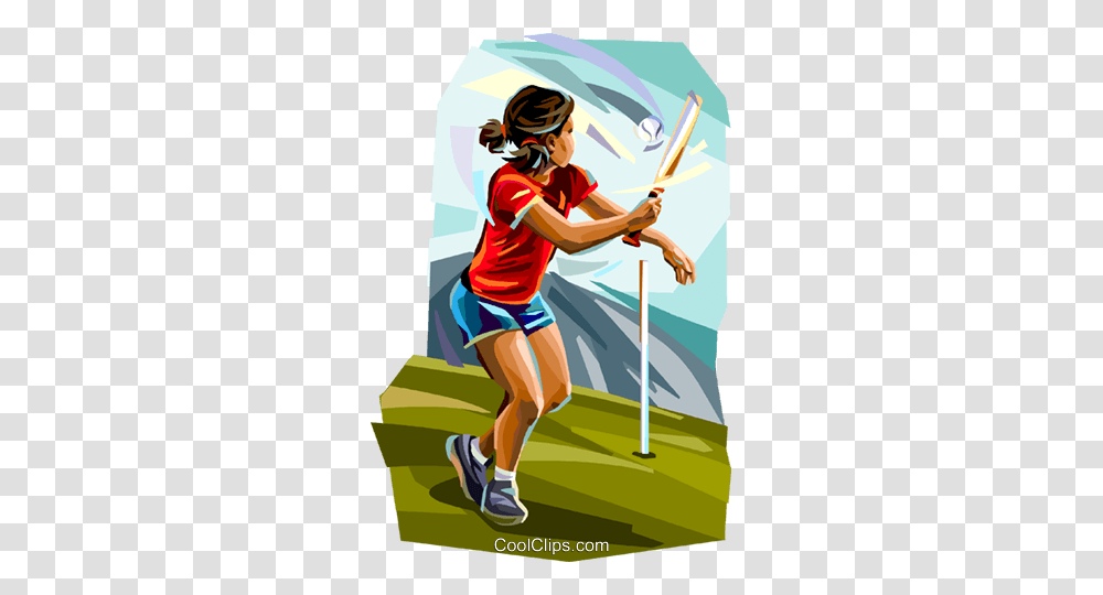 Girl Playing Rounders Royalty Free Vector Clip Art Illustration, Person, Human, Sport, Sports Transparent Png
