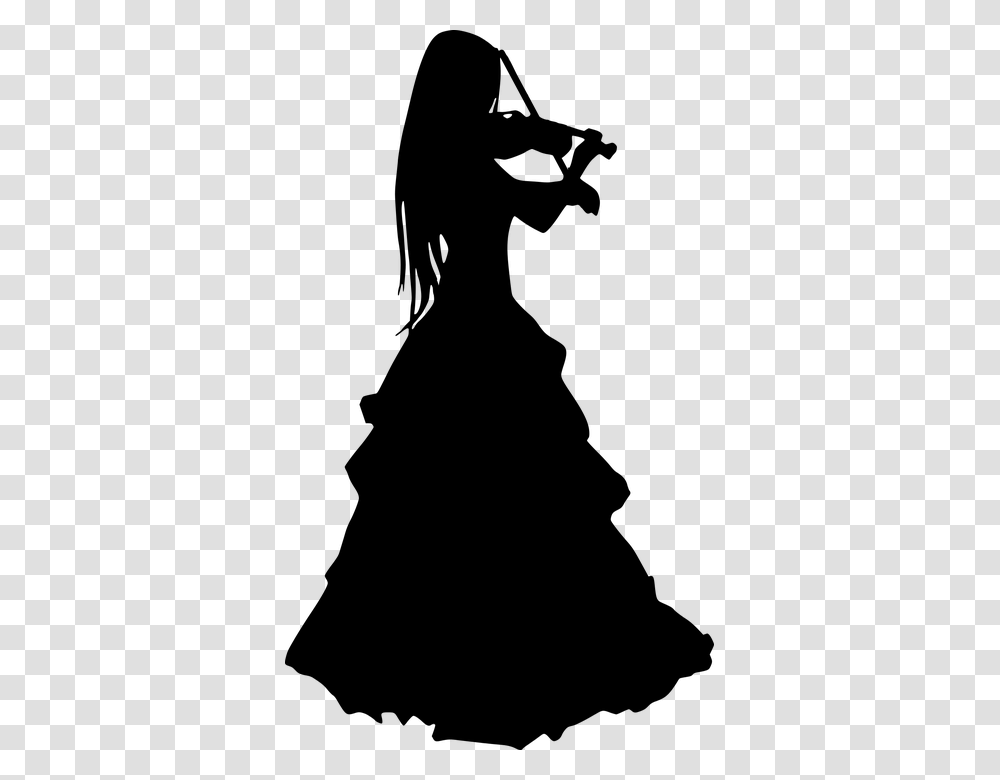 Girl Playing Violin Silhouette, Gray, World Of Warcraft Transparent Png