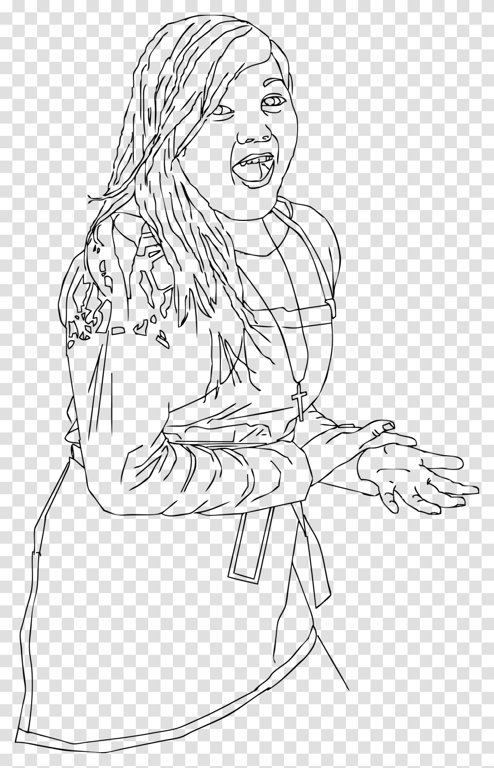Girl Pointing At Stuff Clip Arts Line Art, Gray, World Of Warcraft Transparent Png