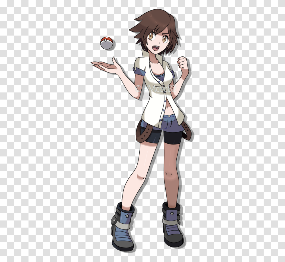 Girl Pokemon Trainer Pokemon Trainer Girl Black Hair, Shoe, Female, Person Transparent Png