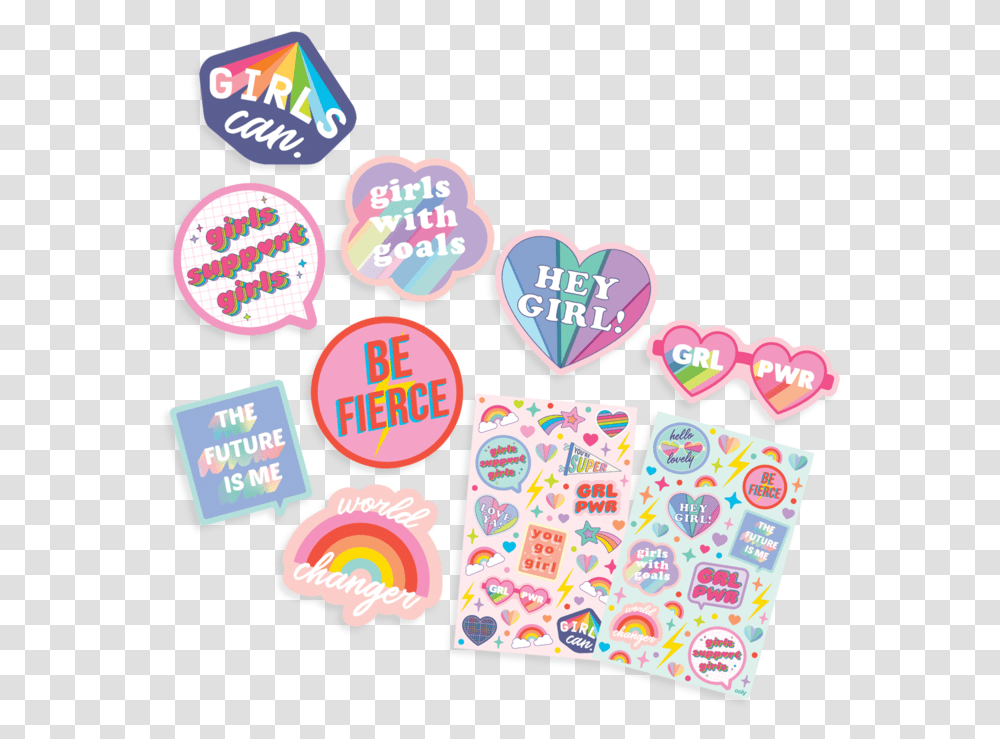 Girl Power Sticker Pack, Label, Rubber Eraser, Heart Transparent Png