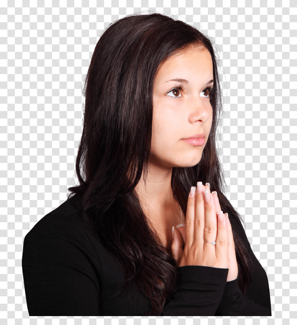 Girl Praying Image, Person, Human, Worship, Finger Transparent Png