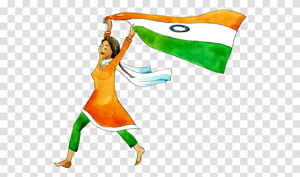 Girl Raising Hand Clipart Girls With Indian Flag, Dance Pose, Leisure Activities, Person, Human Transparent Png