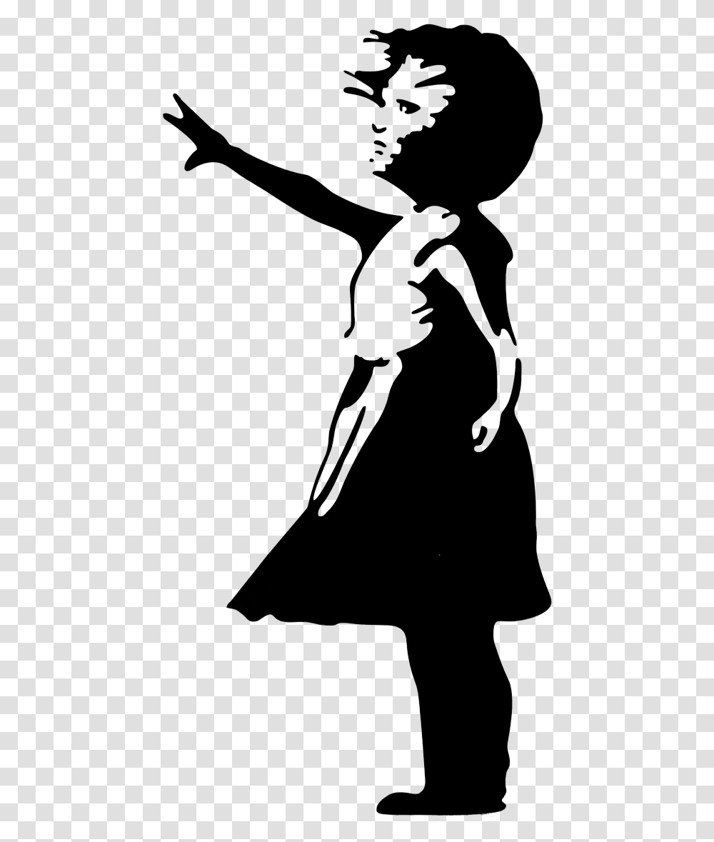 Girl Reaching Stretching Female Image Banksy Balloon Girl, Person, Dance Pose, Leisure Activities, Silhouette Transparent Png