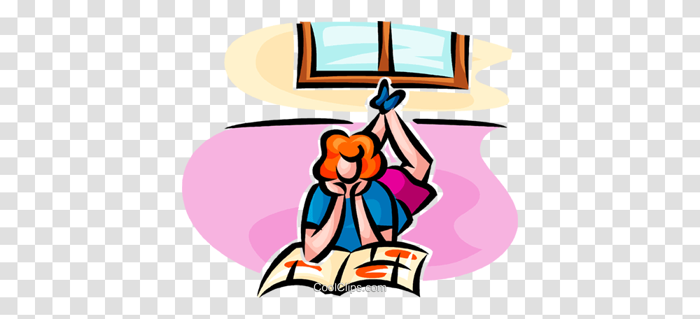 Girl Reading A Magazine Royalty Free Vector Clip Art Illustration, Comics, Book Transparent Png