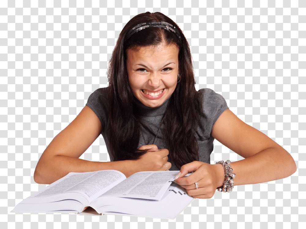 Girl Reading Book, Person, Human, Female, Finger Transparent Png