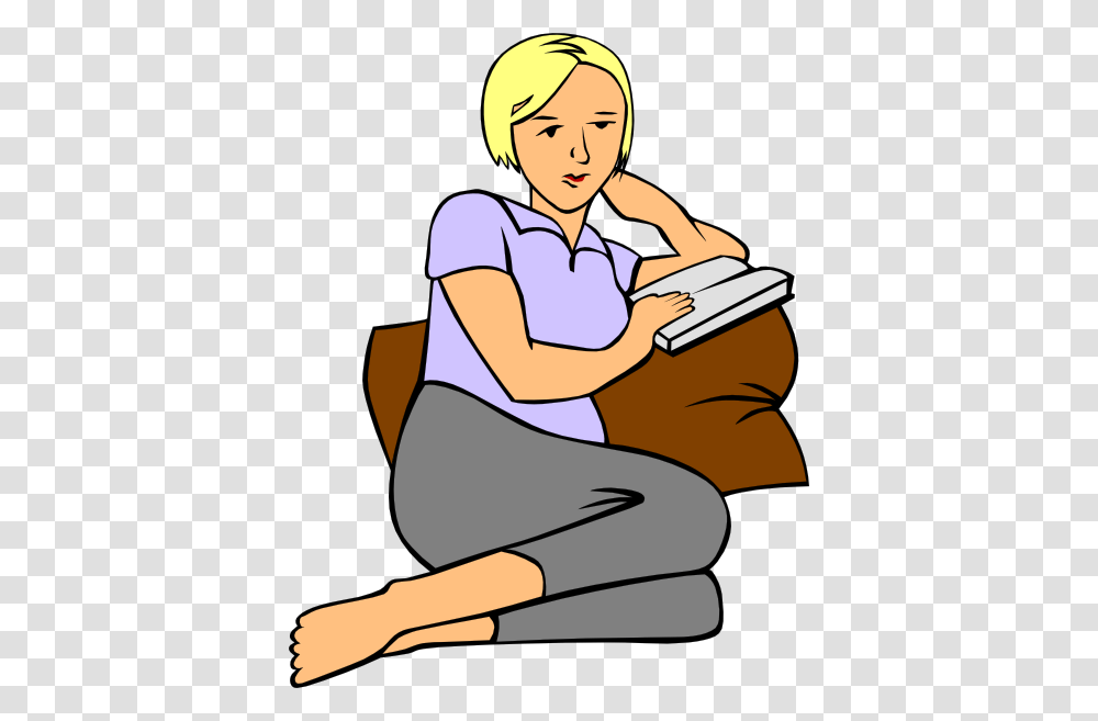 Girl Reading Clipart, Person, Human, Female, Sitting Transparent Png