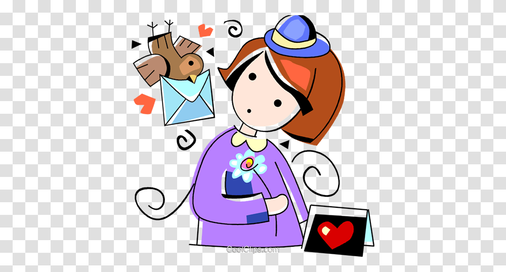 Girl Receiving A Valentines Day Card Royalty Free Vector Clip Art, Snowman, Paper Transparent Png