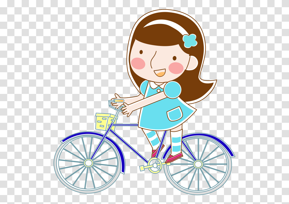 Girl Riding Bike Clipart Girl Riding Bike Cartoon, Bicycle, Vehicle, Transportation, Wheel Transparent Png