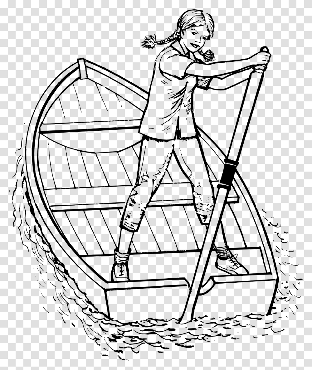 Girl Rowing A Boat Cartoon, Gray, World Of Warcraft Transparent Png