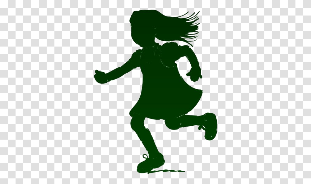 Girl Running Images Illustration, Silhouette, Person, Human, Green Transparent Png