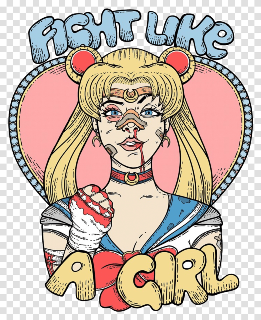 Girl Sailor Moon And Feminist Image Fight Like A Girl Sailor Moon, Comics, Book, Poster, Advertisement Transparent Png
