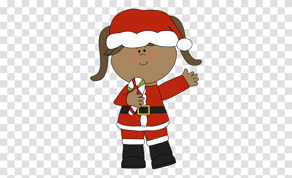 Girl Santa With A Candy Cane Painted Plates, Fireman, Food, Elf Transparent Png