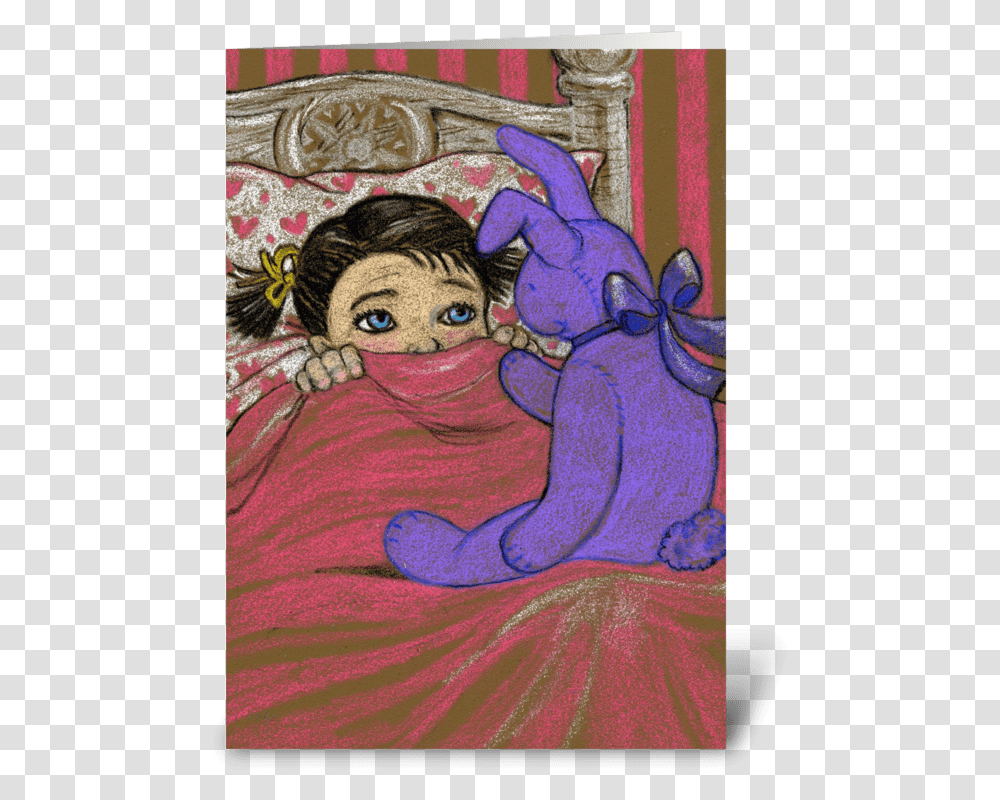Girl Scared In Bed For Halloween Greeting Card Scared Girl In Bed Cartoon, Drawing, Doodle, Applique, Pattern Transparent Png