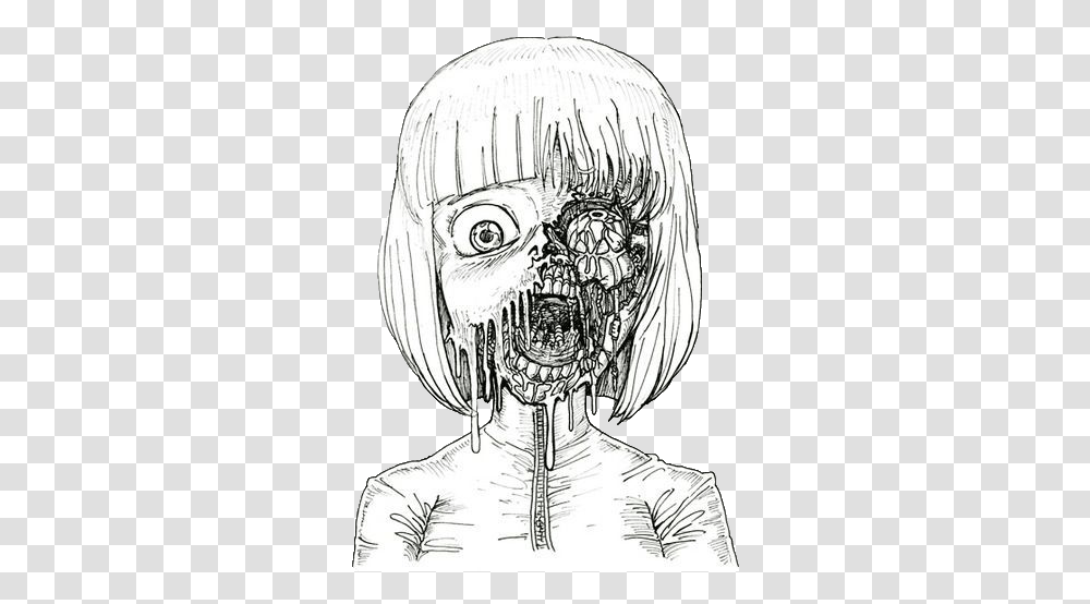 Girl Scary Anime Drawings, Art, Sketch, Helmet, Clothing Transparent Png