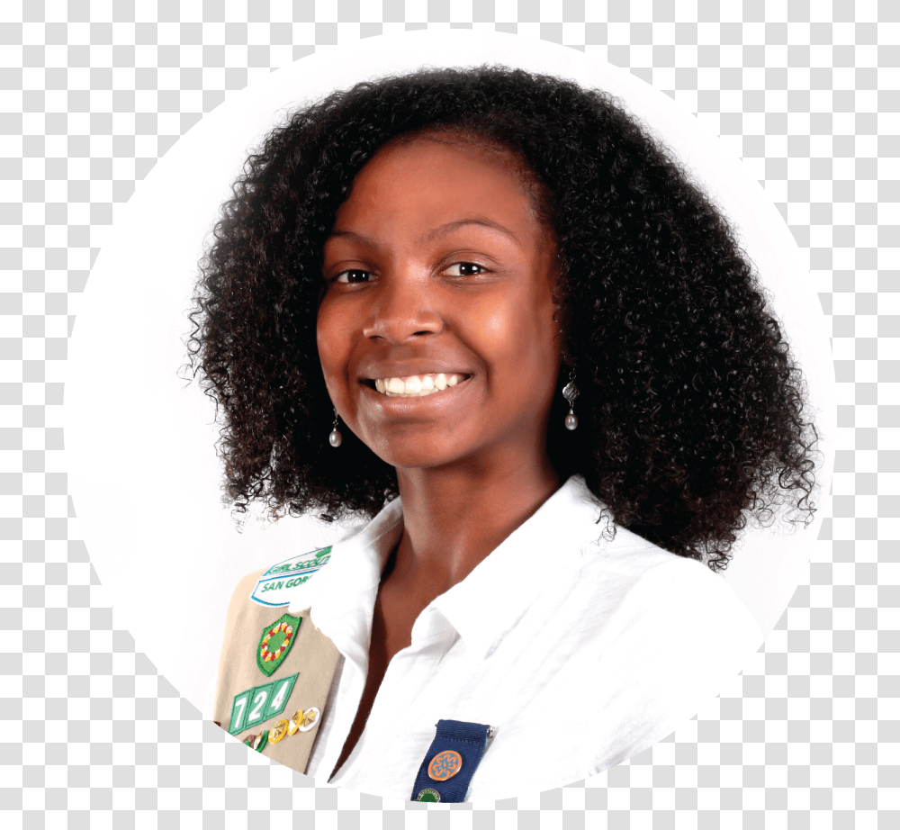 Girl Scout Download Afro, Hair, Person, Human, Face Transparent Png