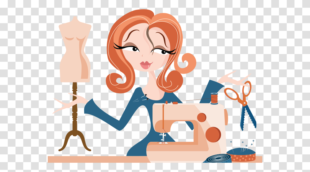 Girl Sewing Cartoon Woman Fashion Designer, Machine, Appliance, Sewing Machine, Electrical Device Transparent Png