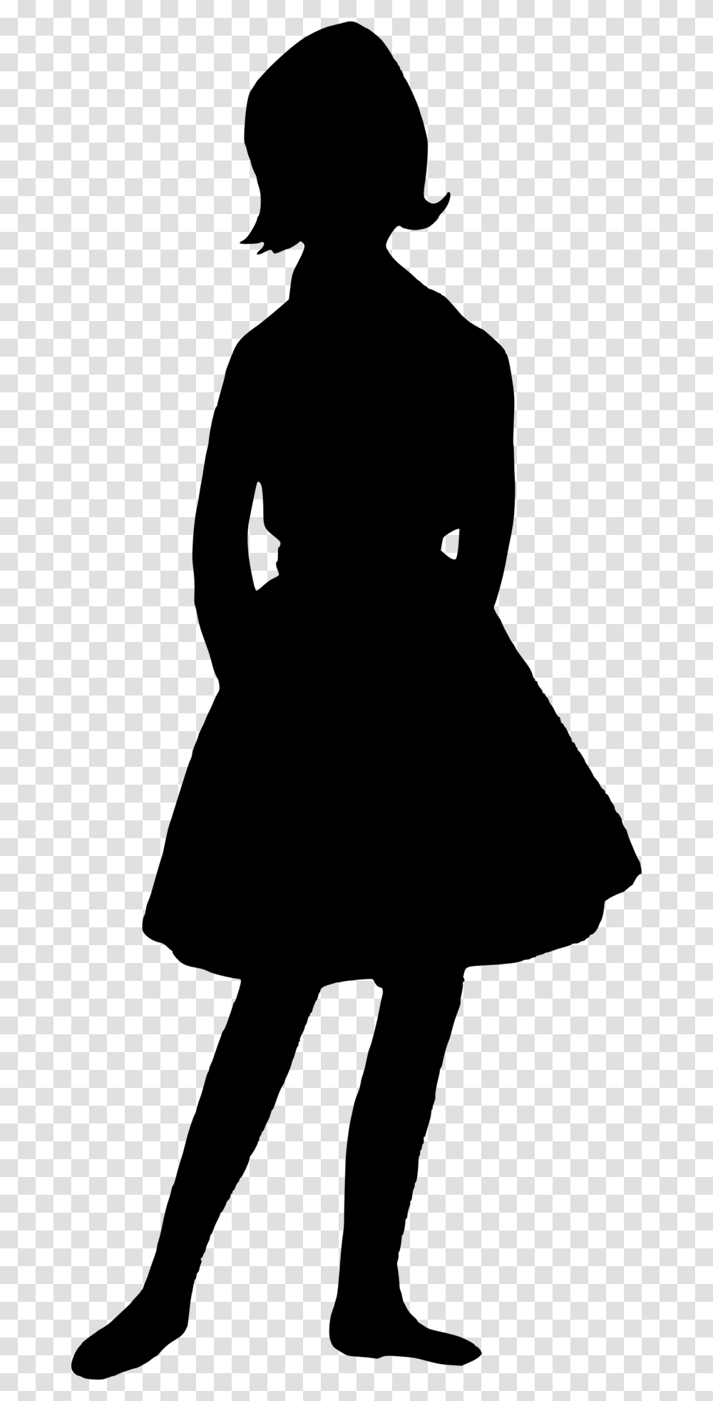 Girl Silhouette Cute Girl Silhouette, Gray Transparent Png
