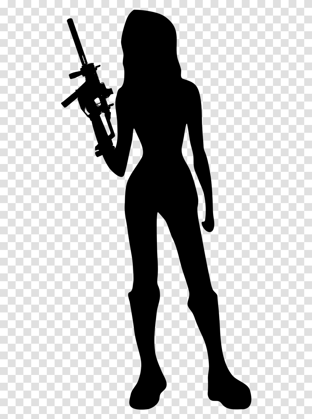 Girl Silhouette Gun, Gray, World Of Warcraft Transparent Png