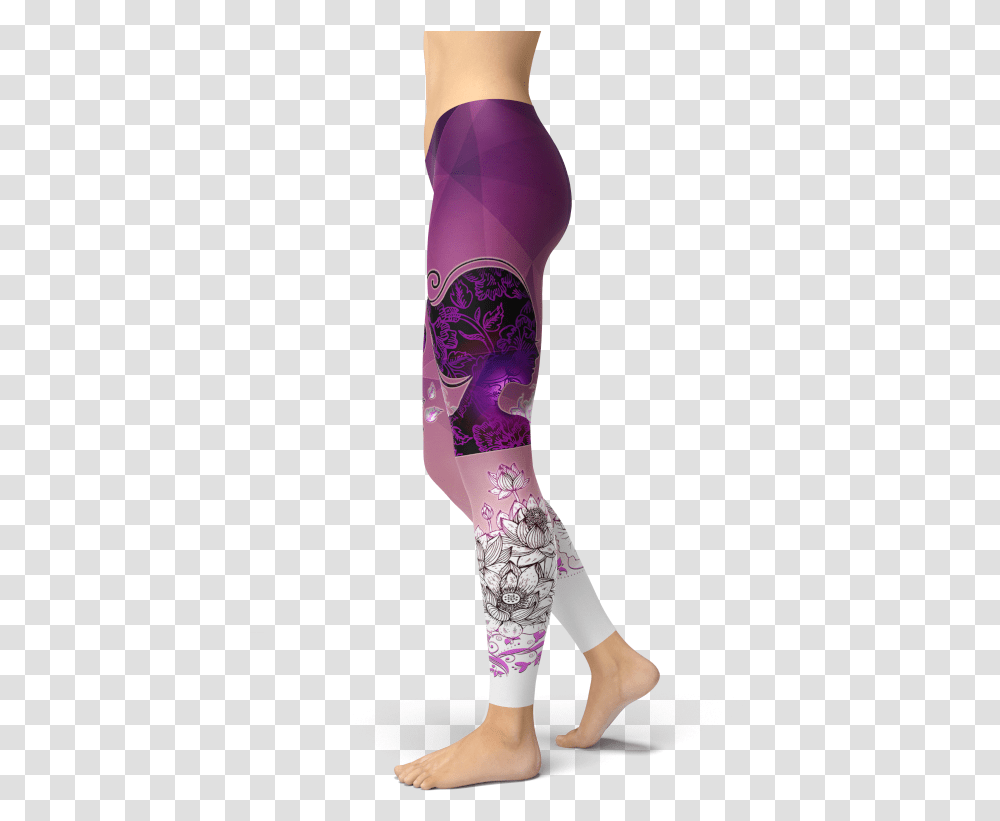 Girl Silhouette Lotus Flower Leggings Ombre Yoga Gym Sportswear, Arm, Skin, Sock, Shoe Transparent Png