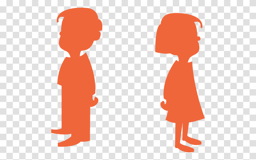 Girl Silhouette Orange Svg Clip Arts Boy Girl Silhouette, Person, Standing, Back, Female Transparent Png