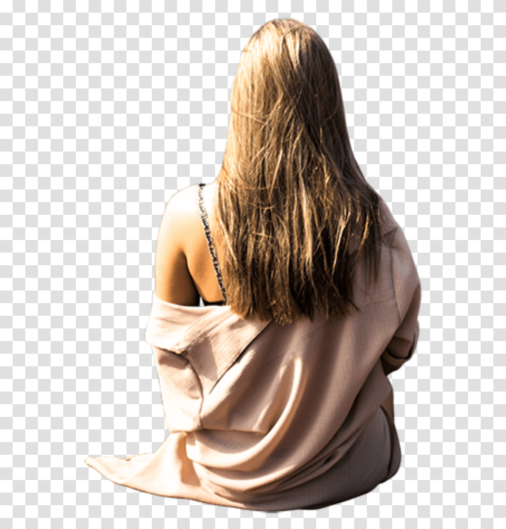 Girl Sit Freetoedit Sticker By Chris Person Sitting Back, Hair, Leisure Activities, Evening Dress Transparent Png
