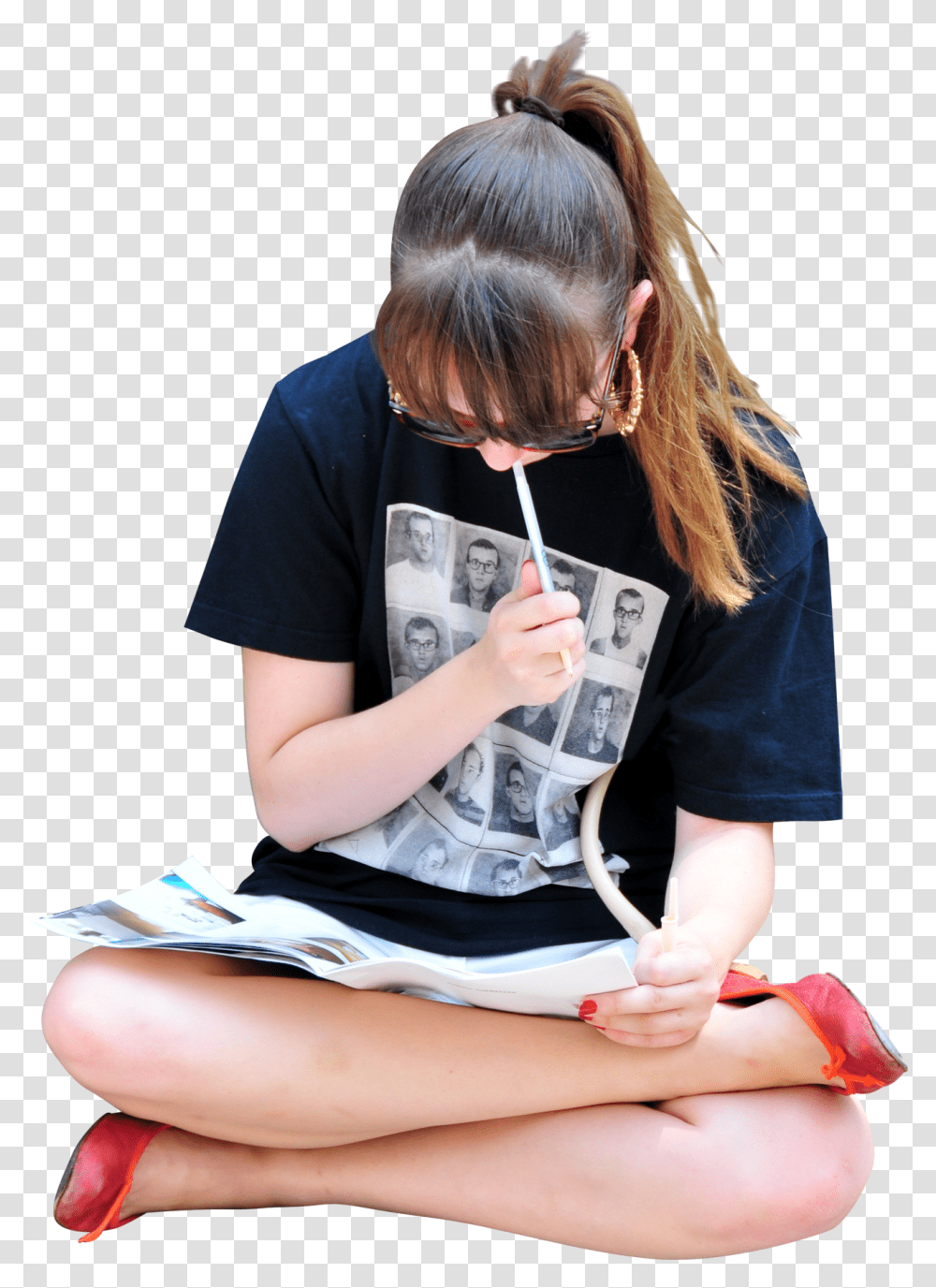 Girl Sitting Architecture People Reading, Person, Human, Finger, Clothing Transparent Png