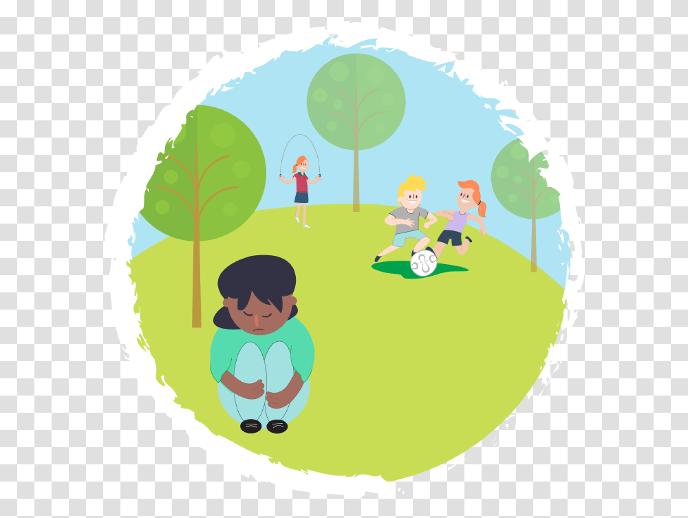 Girl Sitting Down Looking Sad While Other Kids Play Child Alone Clipart, Person, Human, Sphere, Ball Transparent Png