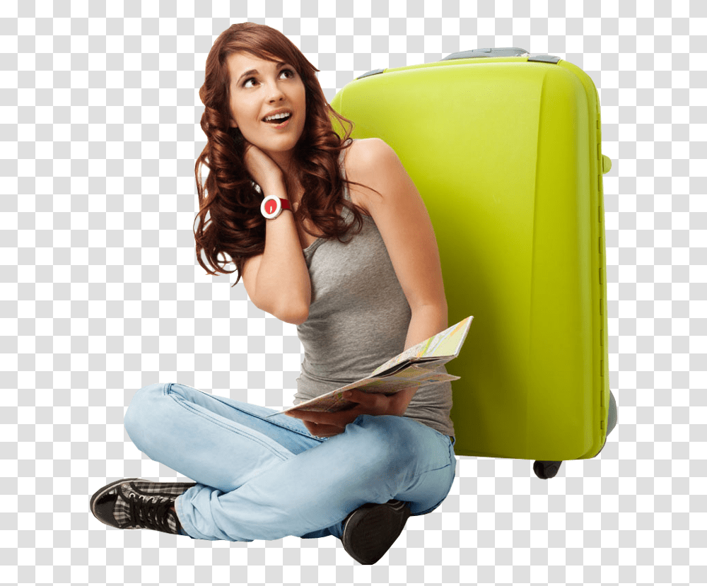Girl Sitting Girl With Travel Bag, Person, Shoe, Footwear Transparent Png