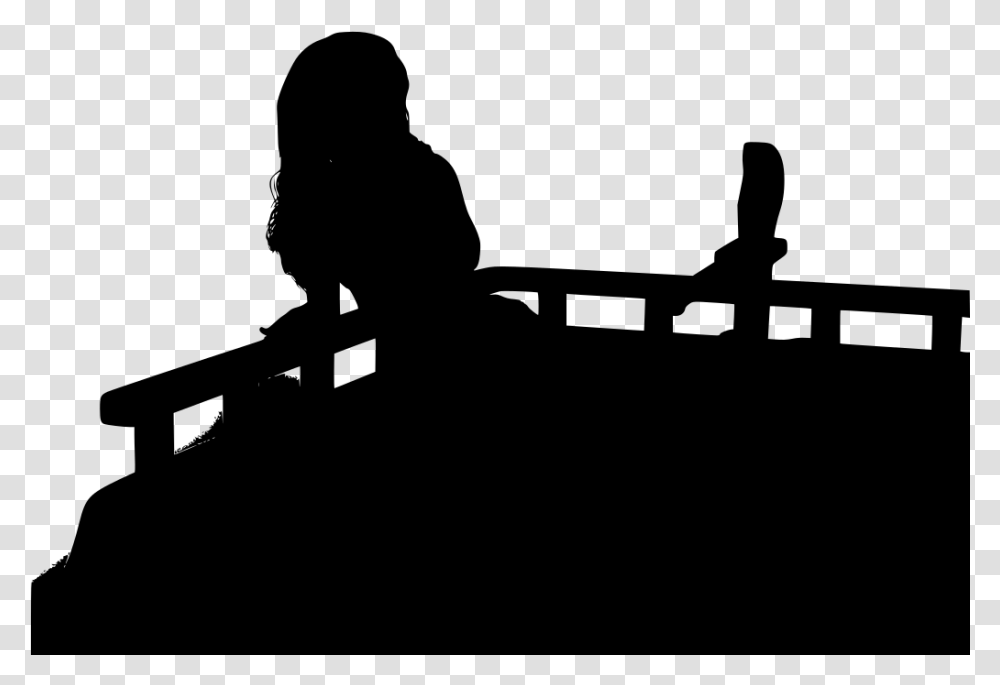 Girl Sitting On Roof Silhouette, Gray, World Of Warcraft Transparent Png