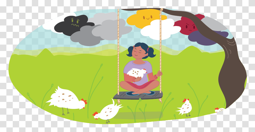 Girl Sitting On Swings Alone With Chickens Alone Girl Clipart, Person, Human, Toy, Jigsaw Puzzle Transparent Png