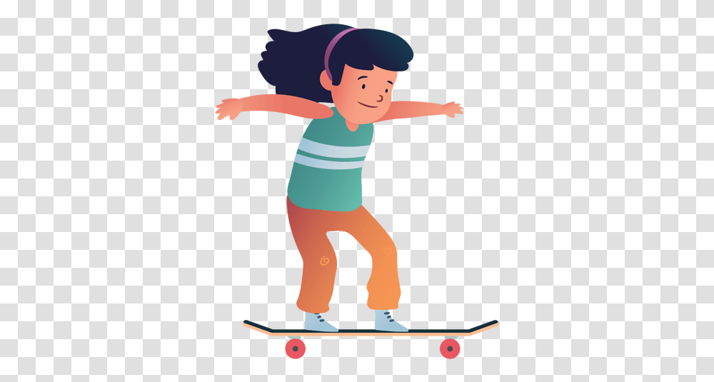 Girl Skater Character Skateboard Wheel, Person, Outdoors, Sport, Female Transparent Png