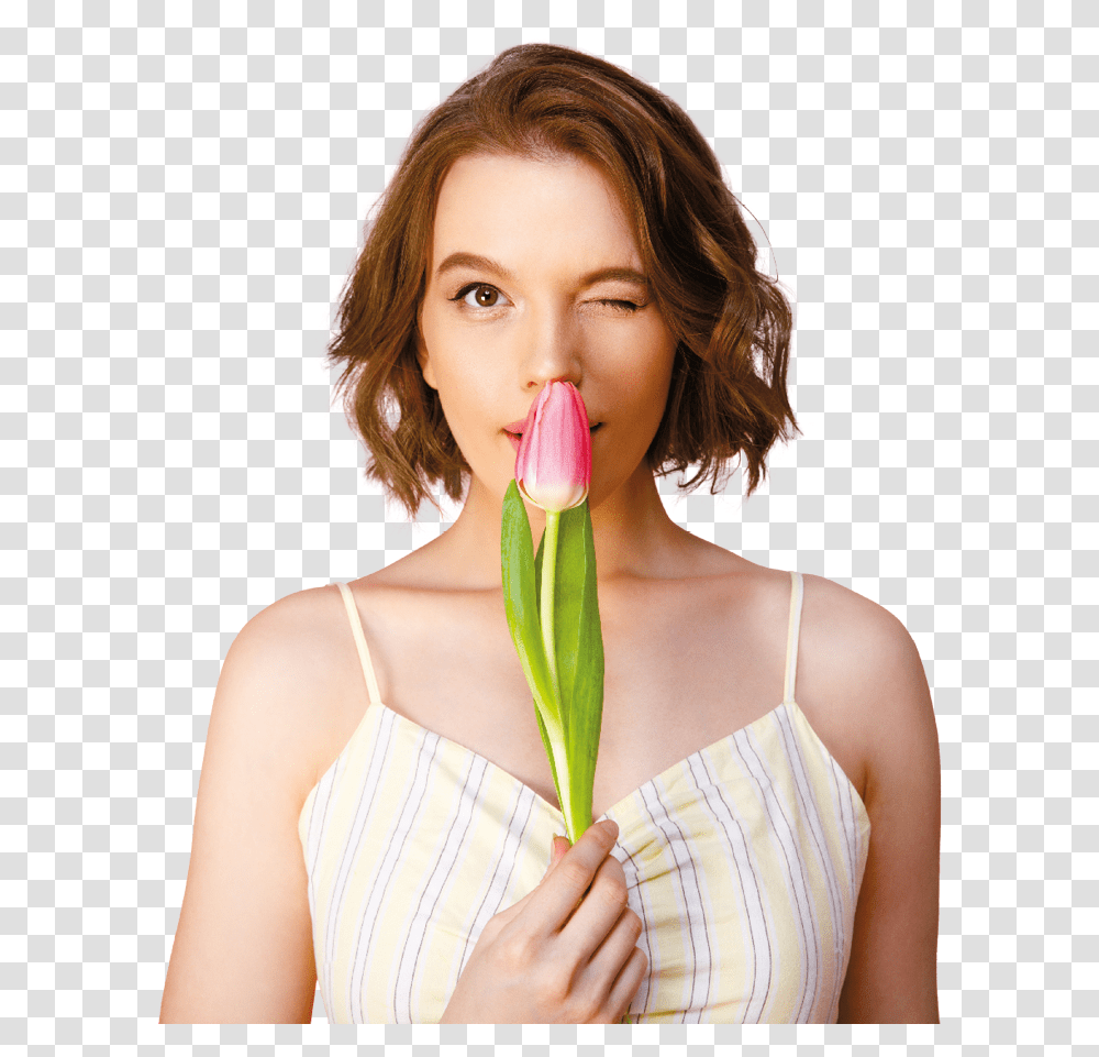 Girl Smell Flower, Plant, Person, Petal, Female Transparent Png