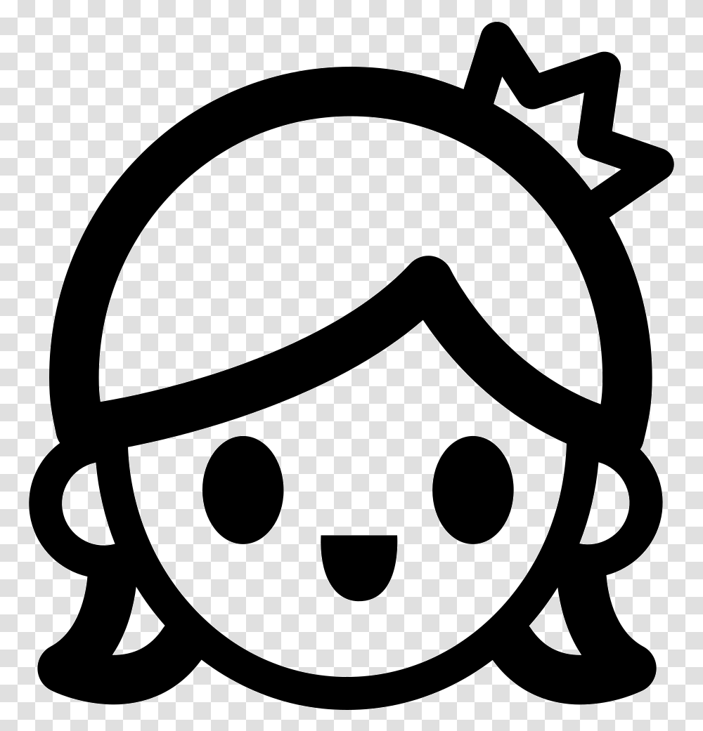 Girl Smiley Girl Clipart Black And White, Stencil, Logo, Trademark Transparent Png