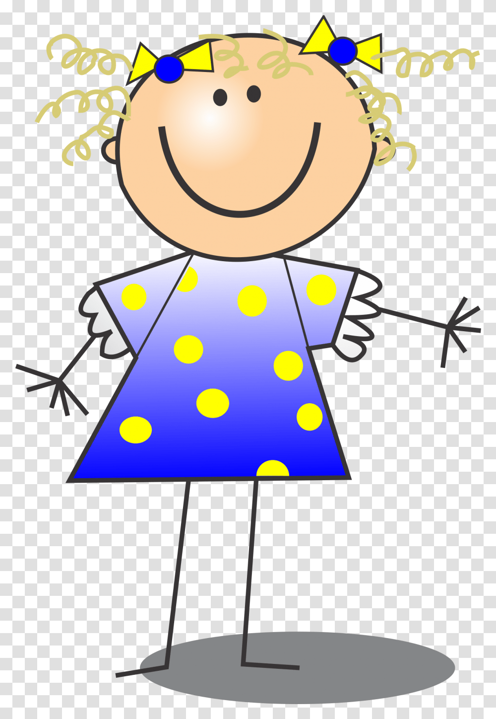 Girl Smiling Curly Hair Stick Figure Girl Clipart, Lamp, Paper Transparent Png