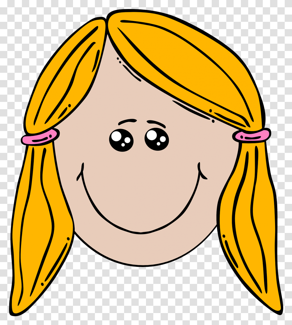 Girl Smiling Face Free Vector Graphic On Pixabay Girl Happy Face Clipart, Label, Text, Doodle, Drawing Transparent Png