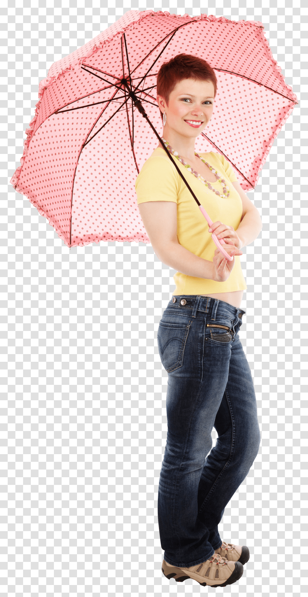 Girl Standing With Umbrella, Pants, Person, Jeans Transparent Png