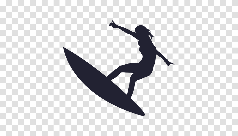 Girl Surfing Jump Silhouette, Water, Sea, Outdoors, Nature Transparent Png