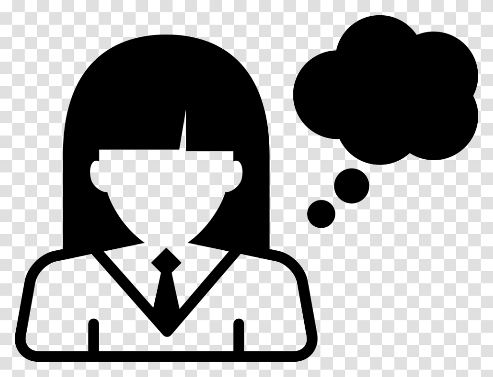 Girl Thinking Girl Thinking Clipart Black And White, Stencil, Label Transparent Png