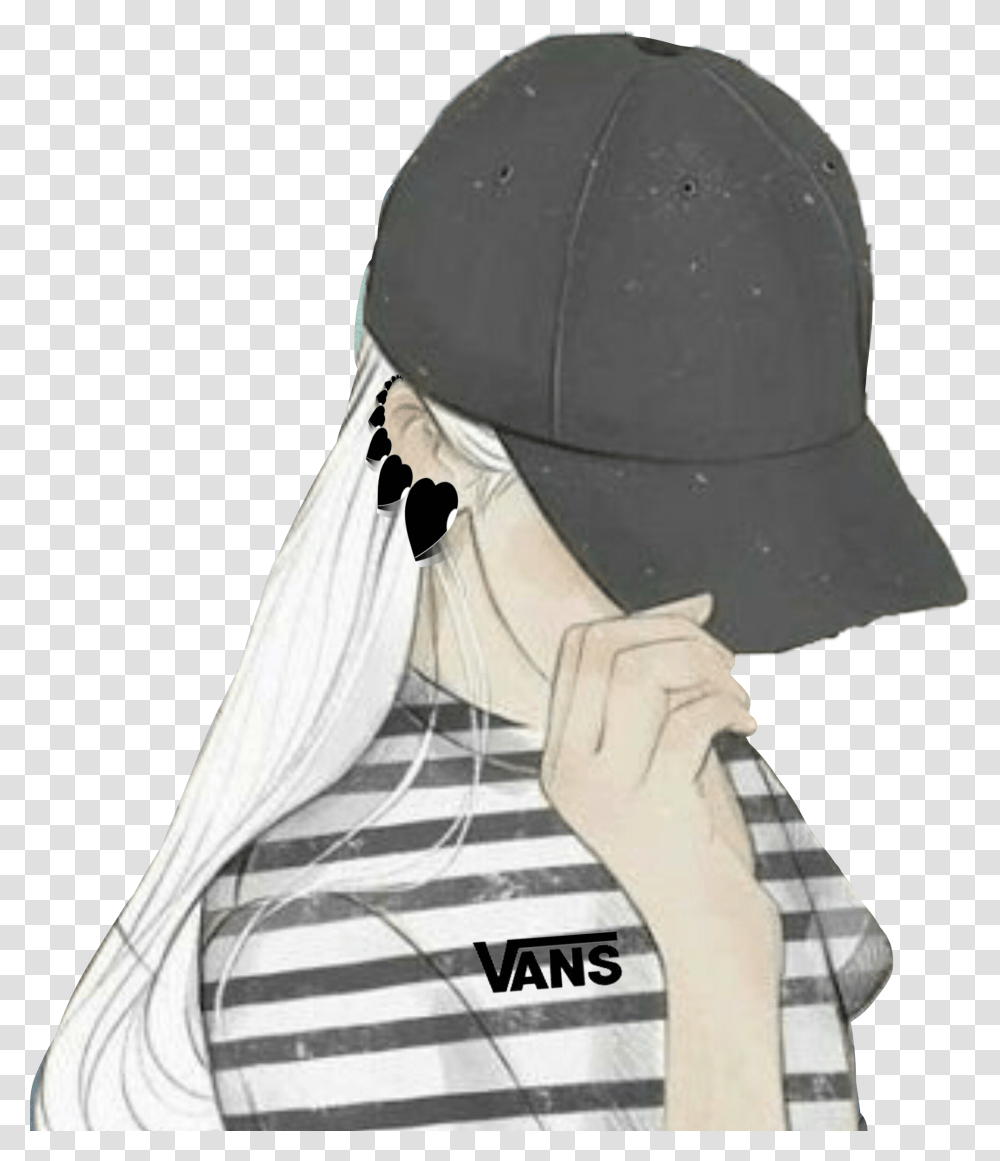 Girl Tumblr Cap Edit Girly Girlfriend Anime Manga Anime Anime Girl With Cap, Person, Hat, Helmet Transparent Png