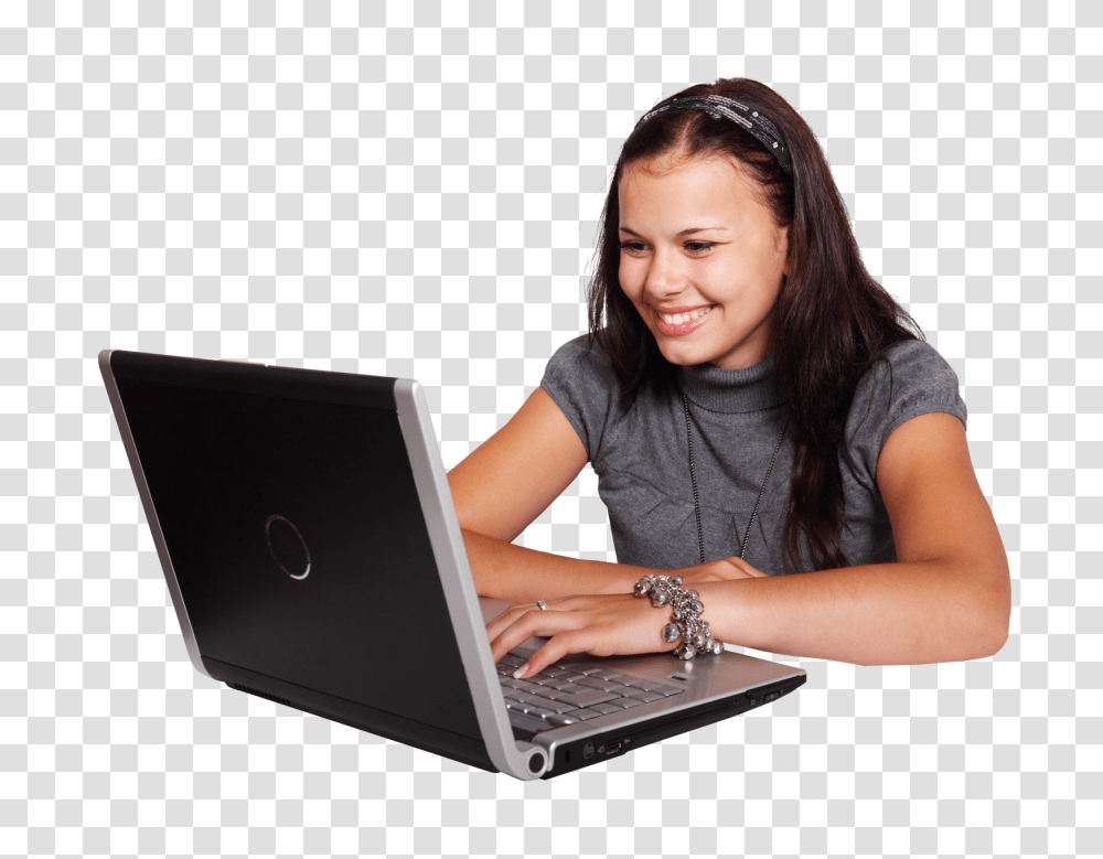 Girl Using Laptop Image, Person, Pc, Computer, Electronics Transparent Png