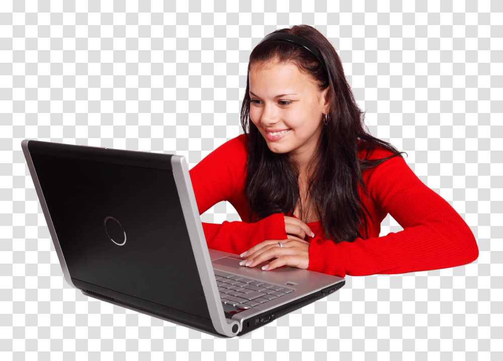 Girl Using Laptop Image, Person, Pc, Computer, Electronics Transparent Png