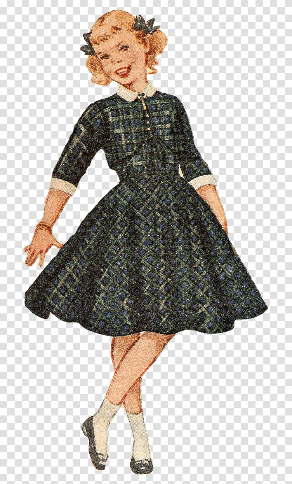 Girl Vintage, Dress, Female, Person Transparent Png