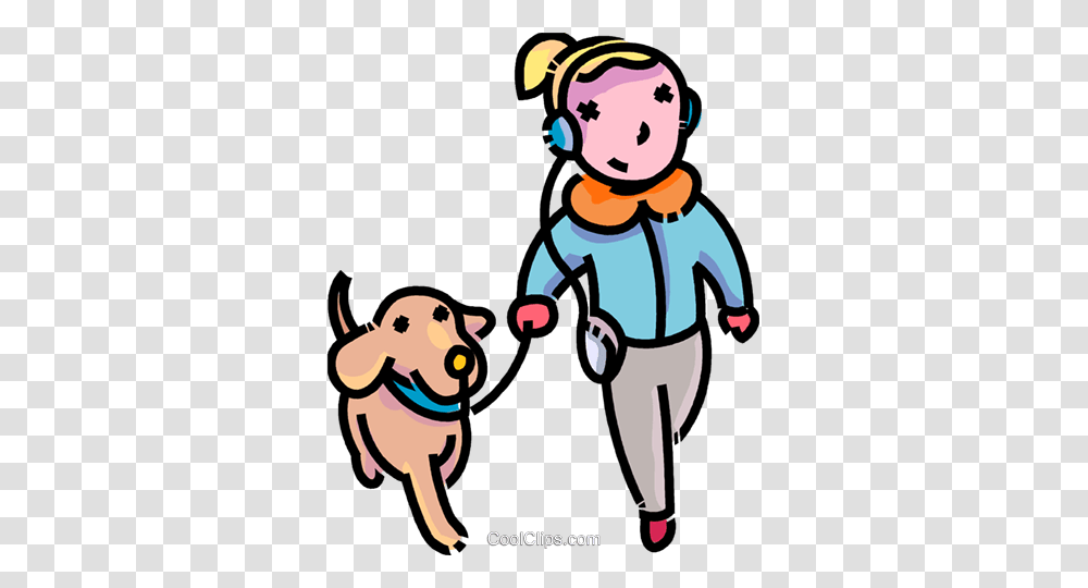 Girl Walking Her Dog Royalty Free Vector Clip Art Illustration, Outdoors, Hand, Doctor, Sport Transparent Png