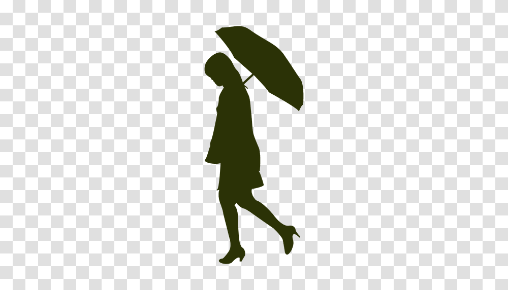 Girl Walking Holding Umbrella, Silhouette, Person, Standing Transparent Png