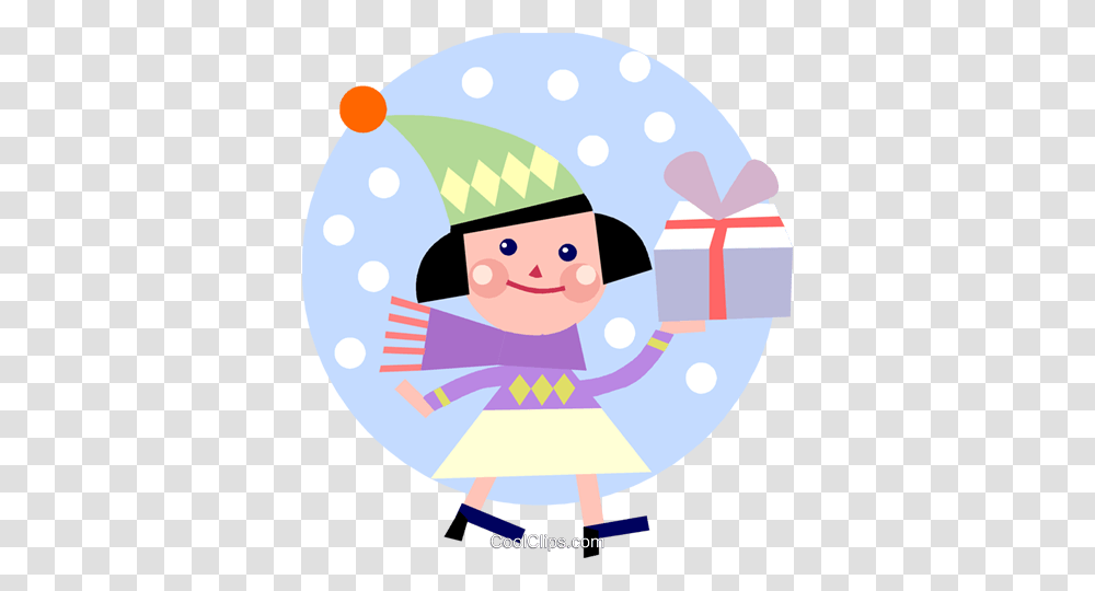 Girl Walking In The Snow Royalty Free Vector Clip Art Illustration, Apparel, Hat, Party Hat Transparent Png